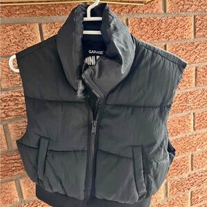 Garage Black Quilted Puffer Vest with High Collar